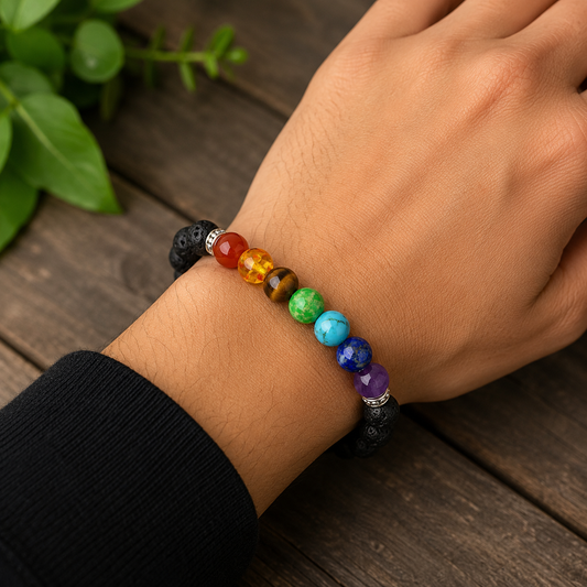 THE REAL 7 CHAKRA CRYSTAL WITH LAVA STONES