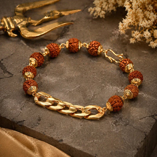 Gold Plated Links Rudraksh Bracelet