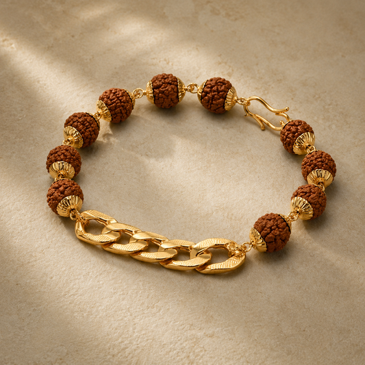 Gold Plated Links Rudraksh Bracelet