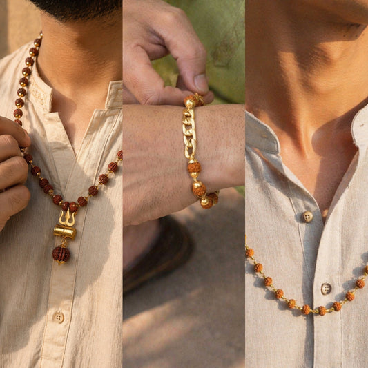 AUTHENTIC NEPALI 5 MUKHI COMBO- 2 Malas | 1 Bracelet | 1 Rudraksha Pendant